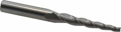 Accupro - 3° Taper Angle per Side, 1/8" Small End Diam, 1-1/2" LOC, Solid Carbide 3 Flute Tapered Square End Mill - 3-1/2" OAL, 3/8" Shank Diam, Spiral Flute - Eagle Tool & Supply