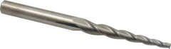 Accupro - 3° Taper Angle per Side, 3/16" Small End Diam, 3" LOC, Solid Carbide 3 Flute Tapered Square End Mill - 6" OAL, 1/2" Shank Diam - Eagle Tool & Supply