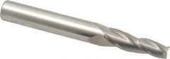 Accupro - 3° Taper Angle per Side, 1/4" Small End Diam, 1" LOC, Solid Carbide 3 Flute Tapered Square End Mill - 3" OAL, 3/8" Shank Diam - Eagle Tool & Supply