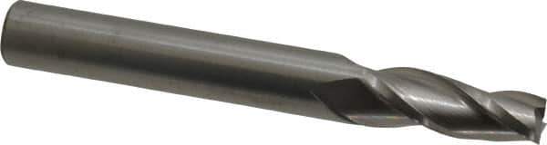 Accupro - 3° Taper Angle per Side, 3/8" Small End Diam, 1-1/4" LOC, Solid Carbide 3 Flute Tapered Square End Mill - 4" OAL, 1/2" Shank Diam - Eagle Tool & Supply