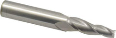 Accupro - 5° Taper Angle per Side, 1/4" Small End Diam, 1-1/4" LOC, Solid Carbide 3 Flute Tapered Square End Mill - 3-1/2" OAL, 1/2" Shank Diam, Spiral Flute - Eagle Tool & Supply