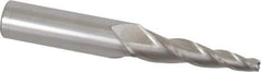Accupro - 5° Taper Angle per Side, 1/4" Small End Diam, 2-1/4" LOC, Solid Carbide 3 Flute Tapered Square End Mill - 5" OAL, 3/4" Shank Diam - Eagle Tool & Supply