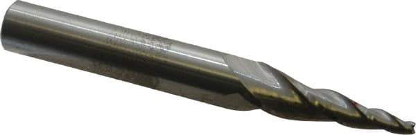 Accupro - 7° Taper Angle per Side, 1/8" Small End Diam, 1-1/2" LOC, Solid Carbide 3 Flute Tapered Square End Mill - 3-1/2" OAL, 1/2" Shank Diam, Spiral Flute - Eagle Tool & Supply