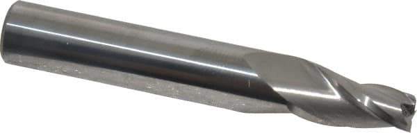 Accupro - 7° Taper Angle per Side, 1/4" Small End Diam, 3/4" LOC, Solid Carbide 3 Flute Tapered Square End Mill - 2-3/4" OAL, 7/16" Shank Diam, Spiral Flute - Eagle Tool & Supply