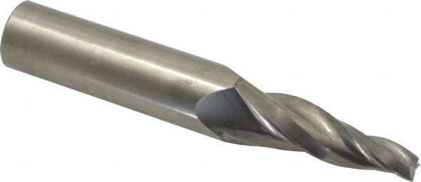 Accupro - 7° Taper Angle per Side, 3/8" Small End Diam, 2-1/2" LOC, Solid Carbide 3 Flute Tapered Square End Mill - 5" OAL, 1" Shank Diam - Eagle Tool & Supply