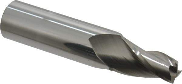 Accupro - 7° Taper Angle per Side, 1/2" Small End Diam, 1-1/4" LOC, Solid Carbide 3 Flute Tapered Square End Mill - 4" OAL, 7/8" Shank Diam - Eagle Tool & Supply