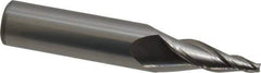 Accupro - 10° Taper Angle per Side, 1/8" Small End Diam, 1-1/4" LOC, Solid Carbide 3 Flute Tapered Square End Mill - 3-1/2" OAL, 5/8" Shank Diam, Spiral Flute - Eagle Tool & Supply