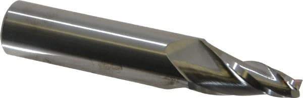 Accupro - 10° Taper Angle per Side, 1/4" Small End Diam, 1-1/4" LOC, Solid Carbide 3 Flute Tapered Square End Mill - 4" OAL, 3/4" Shank Diam - Eagle Tool & Supply