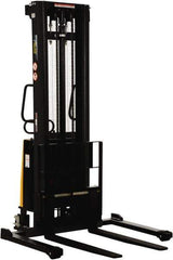 Vestil - 2,000 Lb Capacity, 137" Lift Height, Battery Powered Stacker - 2-1/8" Lowered Height, 42" Fork Length, 58" Overall Width - Eagle Tool & Supply
