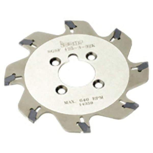 Iscar - Arbor Hole Connection, 0.63" Depth of Cut, 3.15" Cutter Diam, 1" Hole Diam, 8 Tooth Indexable Slotting Cutter - SGSF Toolholder, GSF. Insert - Eagle Tool & Supply