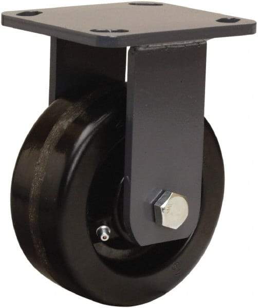 Hamilton - 5" Diam x 2" Wide x 6-1/2" OAH Top Plate Mount Rigid Caster - Phenolic, 1,000 Lb Capacity, Straight Roller Bearing, 4 x 4-1/2" Plate - Eagle Tool & Supply