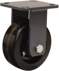 Hamilton - 5" Diam x 2" Wide x 6-1/2" OAH Top Plate Mount Rigid Caster - Phenolic, 1,000 Lb Capacity, Straight Roller Bearing, 4 x 4-1/2" Plate - Eagle Tool & Supply