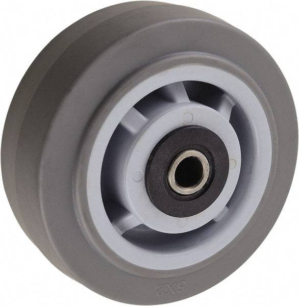 Value Collection - 5 Inch Diameter x 2 Inch Wide, Solid Rubber Caster Wheel - 350 Lb. Capacity, 2-3/16 Inch Hub Length, 1/2 Inch Axle Diameter, Roller Bearing - Eagle Tool & Supply