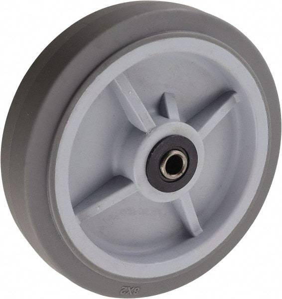 Value Collection - 8 Inch Diameter x 2 Inch Wide, Solid Rubber Caster Wheel - 500 Lb. Capacity, 2-3/16 Inch Hub Length, 1/2 Inch Axle Diameter, Roller Bearing - Eagle Tool & Supply