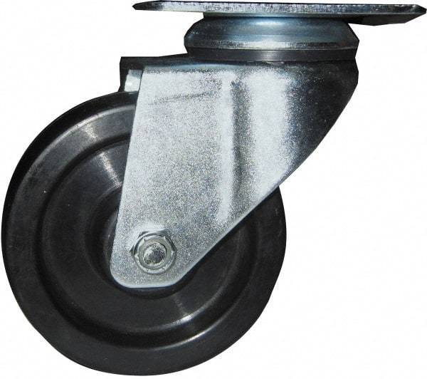 Value Collection - 4" Diam x 1-1/4" Wide x 5" OAH Top Plate Mount Swivel Caster - Rubber on Steel, 400 Lb Capacity, 4 x 5-1/8" Plate - Eagle Tool & Supply