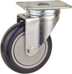 Value Collection - 4" Diam x 1-1/4" Wide x 5-13/32" OAH Top Plate Mount Swivel Caster - Polyurethane, 230 Lb Capacity, Ball Bearing, 2-7/8 x 3-5/8" Plate - Eagle Tool & Supply