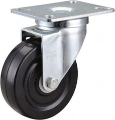 Value Collection - 4" Diam x 1-1/4" Wide x 5-1/8" OAH Top Plate Mount Swivel Caster - Hard Rubber, 200 Lb Capacity, Ball Bearing, 3-1/4 x 4" Plate - Eagle Tool & Supply