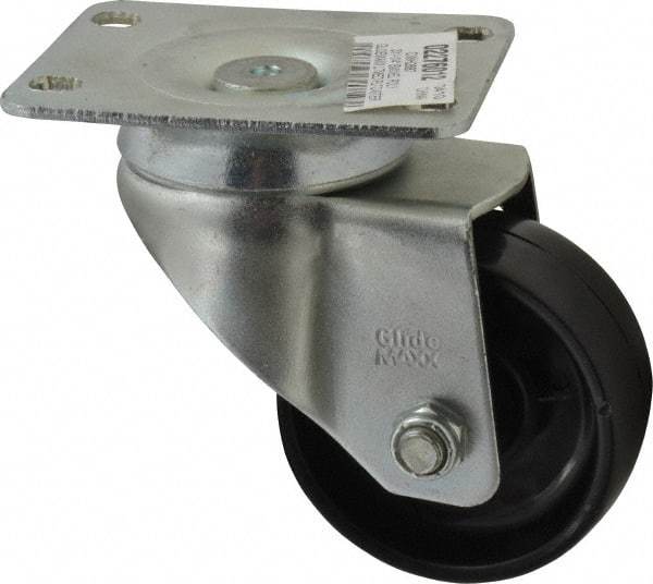 Value Collection - 3" Diam x 1-1/4" Wide x 4-1/8" OAH Top Plate Mount Swivel Caster - Polyolefin, 180 Lb Capacity, Plain Bearing, 2-7/8 x 3-5/8" Plate - Eagle Tool & Supply