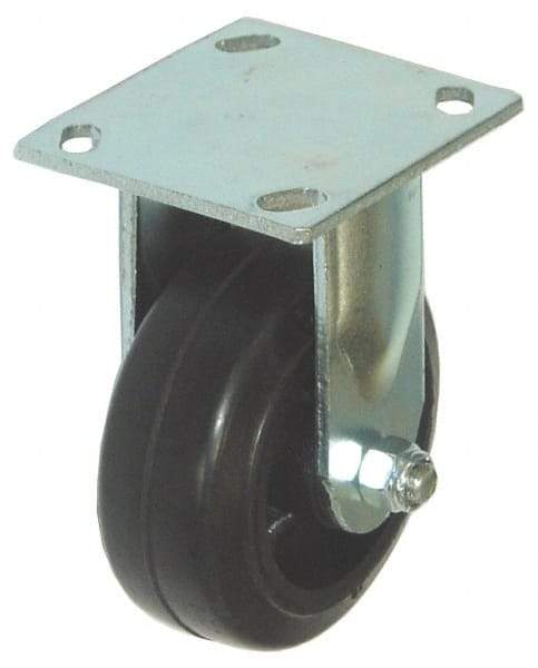 Value Collection - 4" Diam x 2" Wide x 5-5/8" OAH Top Plate Mount Rigid Caster - Hard Rubber, 290 Lb Capacity, Roller Bearing, 4 x 4-1/2" Plate - Eagle Tool & Supply