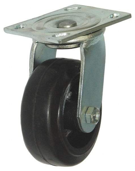 Value Collection - 4" Diam x 2" Wide x 5-5/8" OAH Top Plate Mount Swivel Caster - Hard Rubber, 290 Lb Capacity, Roller Bearing, 4 x 4-1/2" Plate - Eagle Tool & Supply