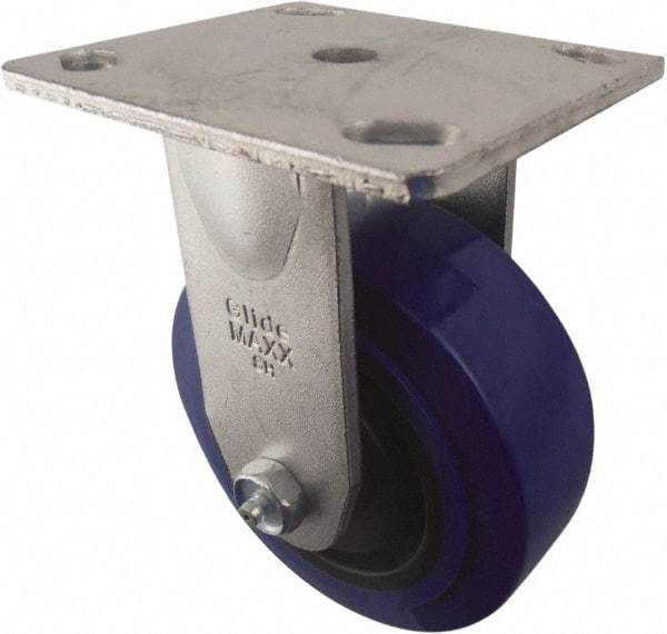 Value Collection - 5" Diam x 2" Wide x 6-1/2" OAH Top Plate Mount Rigid Caster - Polypropylene, 580 Lb Capacity, Roller Bearing, 4 x 4-1/2" Plate - Eagle Tool & Supply