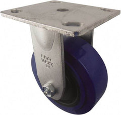 Value Collection - 5" Diam x 2" Wide x 6-1/2" OAH Top Plate Mount Rigid Caster - Polypropylene, 580 Lb Capacity, Roller Bearing, 4 x 4-1/2" Plate - Eagle Tool & Supply