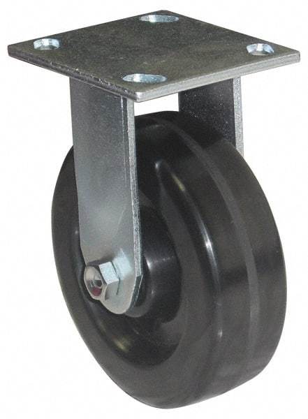 Value Collection - 5" Diam x 2" Wide x 6-1/2" OAH Top Plate Mount Rigid Caster - Phenolic, 1,100 Lb Capacity, Roller Bearing, 4 x 4-1/2" Plate - Eagle Tool & Supply