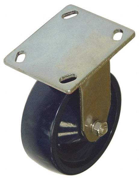 Value Collection - 4" Diam x 2" Wide x 5-5/8" OAH Top Plate Mount Rigid Caster - Polyurethane, 600 Lb Capacity, Roller Bearing, 4 x 4-1/2" Plate - Eagle Tool & Supply