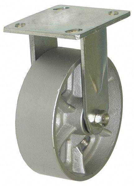 Value Collection - 4" Diam x 1-1/2" Wide x 5-5/8" OAH Top Plate Mount Rigid Caster - Cast Iron, 600 Lb Capacity, Roller Bearing, 4 x 4-1/2" Plate - Eagle Tool & Supply