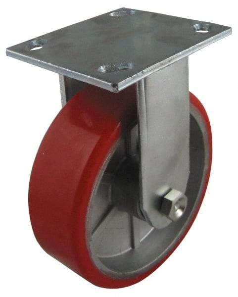 Value Collection - 4" Diam x 2" Wide x 5-5/8" OAH Top Plate Mount Rigid Caster - Polyurethane, 700 Lb Capacity, Roller Bearing, 4-1/2 x 6-1/4" Plate - Eagle Tool & Supply