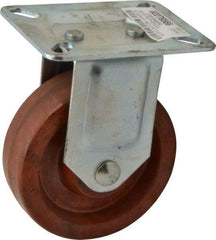 Value Collection - 4" Diam x 1-1/4" Wide x 5-1/8" OAH Top Plate Mount Rigid Caster - Phenolic, 375 Lb Capacity, Plain Bearing, 3-1/4 x 4" Plate - Eagle Tool & Supply