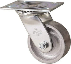 Value Collection - 4" Diam x 1-1/2" Wide x 5" OAH Top Plate Mount Swivel Caster - Semi-Steel, 400 Lb Capacity, Plain Bearing, 4 x 5" Plate - Eagle Tool & Supply