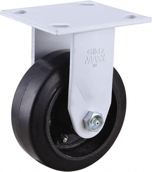 Value Collection - 5" Diam x 2" Wide x 6-1/2" OAH Top Plate Mount Rigid Caster - Hard Rubber, 350 Lb Capacity, Roller Bearing, 4 x 4-1/2" Plate - Eagle Tool & Supply