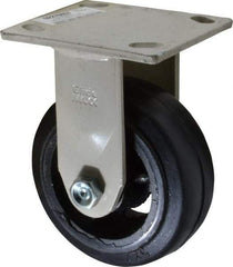 Value Collection - 5" Diam x 2" Wide, Hard Rubber Rigid Caster - 675 Lb Capacity, Top Plate Mount, 4" x 4-1/2" Plate, Delrin Bearing - Eagle Tool & Supply