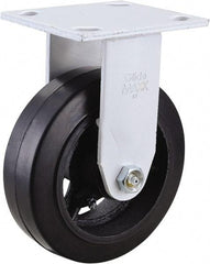 Value Collection - 6" Diam x 2" Wide x 7-1/2" OAH Top Plate Mount Rigid Caster - Hard Rubber, 410 Lb Capacity, Roller Bearing, 4 x 4-1/2" Plate - Eagle Tool & Supply
