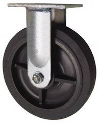 Value Collection - 8" Diam x 2" Wide x 9-1/2" OAH Top Plate Mount Rigid Caster - Soft Rubber, 675 Lb Capacity, Roller Bearing, 4 x 4-1/2" Plate - Eagle Tool & Supply