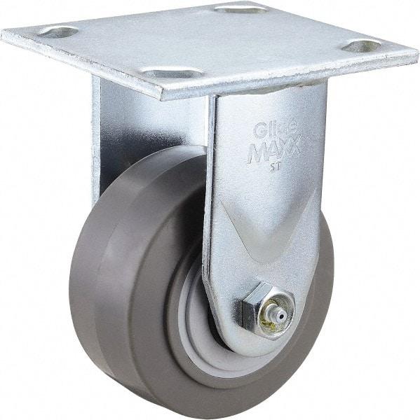 Value Collection - 4" Diam x 2" Wide x 5-5/8" OAH Top Plate Mount Rigid Caster - TPR, 300 Lb Capacity, Roller Bearing, 4 x 4-1/2" Plate - Eagle Tool & Supply