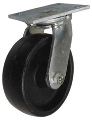 Value Collection - 5" Diam x 2" Wide x 6-1/2" OAH Top Plate Mount Swivel Caster - Polypropylene, 580 Lb Capacity, Roller Bearing, 4 x 4-1/2" Plate - Eagle Tool & Supply