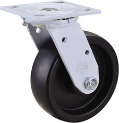 Value Collection - 6" Diam x 2" Wide, Polyolefin Swivel Caster - 650 Lb Capacity, Top Plate Mount, 4" x 4-1/2" Plate, Plain Bearing - Eagle Tool & Supply