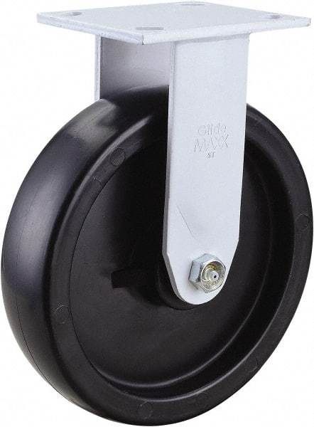 Value Collection - 8" Diam x 2" Wide x 9-1/2" OAH Top Plate Mount Rigid Caster - Polypropylene, 800 Lb Capacity, Roller Bearing, 4 x 4-1/2" Plate - Eagle Tool & Supply