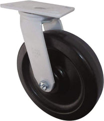 Value Collection - 8" Diam x 2" Wide x 9-1/2" OAH Top Plate Mount Swivel Caster - Phenolic, 1,200 Lb Capacity, Roller Bearing, 4 x 4-1/2" Plate - Eagle Tool & Supply