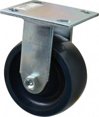 Value Collection - 5" Diam x 2" Wide x 6-1/2" OAH Top Plate Mount Rigid Caster - Polyurethane, 650 Lb Capacity, Roller Bearing, 4 x 4-1/2" Plate - Eagle Tool & Supply
