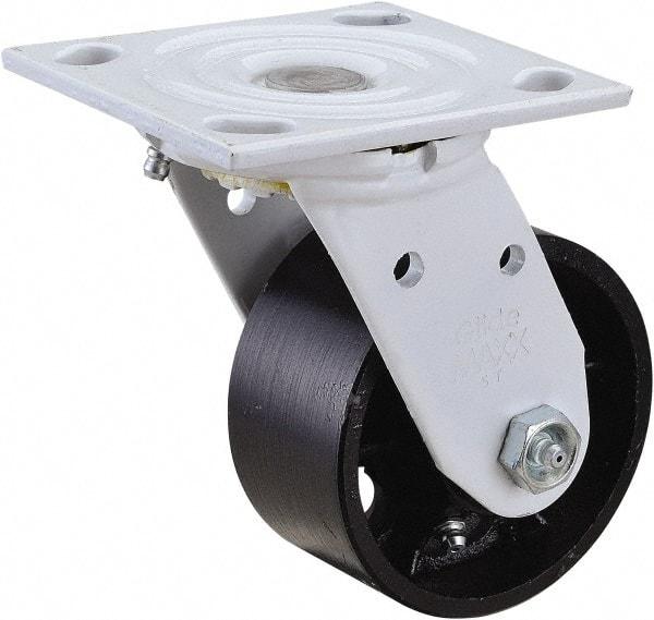 Value Collection - 4" Diam x 2" Wide x 5-5/8" OAH Top Plate Mount Swivel Caster - Semi-Steel, 1,000 Lb Capacity, Plain Bearing, 4 x 4-1/2" Plate - Eagle Tool & Supply
