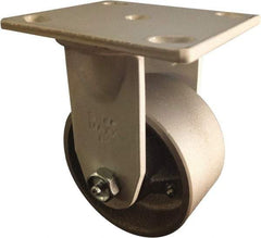 Value Collection - 4" Diam x 2" Wide x 5-5/8" OAH Top Plate Mount Rigid Caster - Semi-Steel, 1,000 Lb Capacity, Roller Bearing, 4 x 4-1/2" Plate - Eagle Tool & Supply