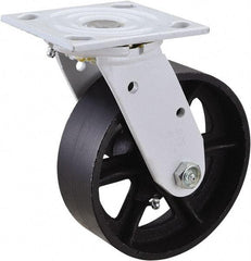 Value Collection - 6" Diam x 2" Wide, Semi-Steel Swivel Caster - 1,200 Lb Capacity, Top Plate Mount, 4" x 4-1/2" Plate, Plain Bearing - Eagle Tool & Supply