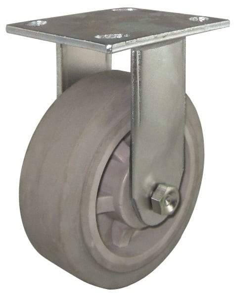 Value Collection - 4" Diam x 1-1/2" Wide x 5-5/8" OAH Top Plate Mount Rigid Caster - Rubber, 250 Lb Capacity, Roller Bearing, 4 x 4-1/2" Plate - Eagle Tool & Supply