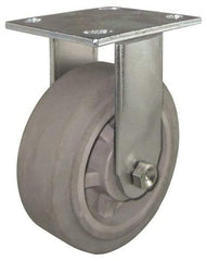 Value Collection - 4" Diam x 1-1/2" Wide x 5-5/8" OAH Top Plate Mount Rigid Caster - Rubber, 250 Lb Capacity, Roller Bearing, 4 x 4-1/2" Plate - Eagle Tool & Supply