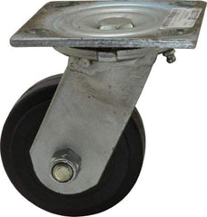 Value Collection - 4" Diam x 1-1/2" Wide x 5-5/8" OAH Top Plate Mount Swivel Caster - Rubber, 250 Lb Capacity, Roller Bearing, 4 x 4-1/2" Plate - Eagle Tool & Supply