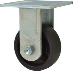 Value Collection - 4" Diam x 1-1/2" Wide x 5-5/8" OAH Top Plate Mount Rigid Caster - Polypropylene, 400 Lb Capacity, Roller Bearing, 4 x 4-1/2" Plate - Eagle Tool & Supply