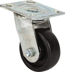 Value Collection - 4" Diam x 1-1/2" Wide x 5-5/8" OAH Top Plate Mount Swivel Caster - Polypropylene, 400 Lb Capacity, Roller Bearing, 4 x 4-1/2" Plate - Eagle Tool & Supply